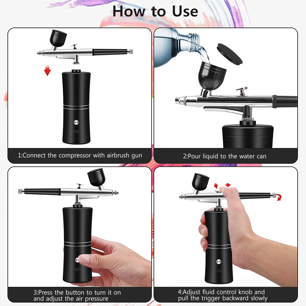 Kit de aerógrafo mini recarreg - Airbrush Kit With Mini Compressor avaliação e preço